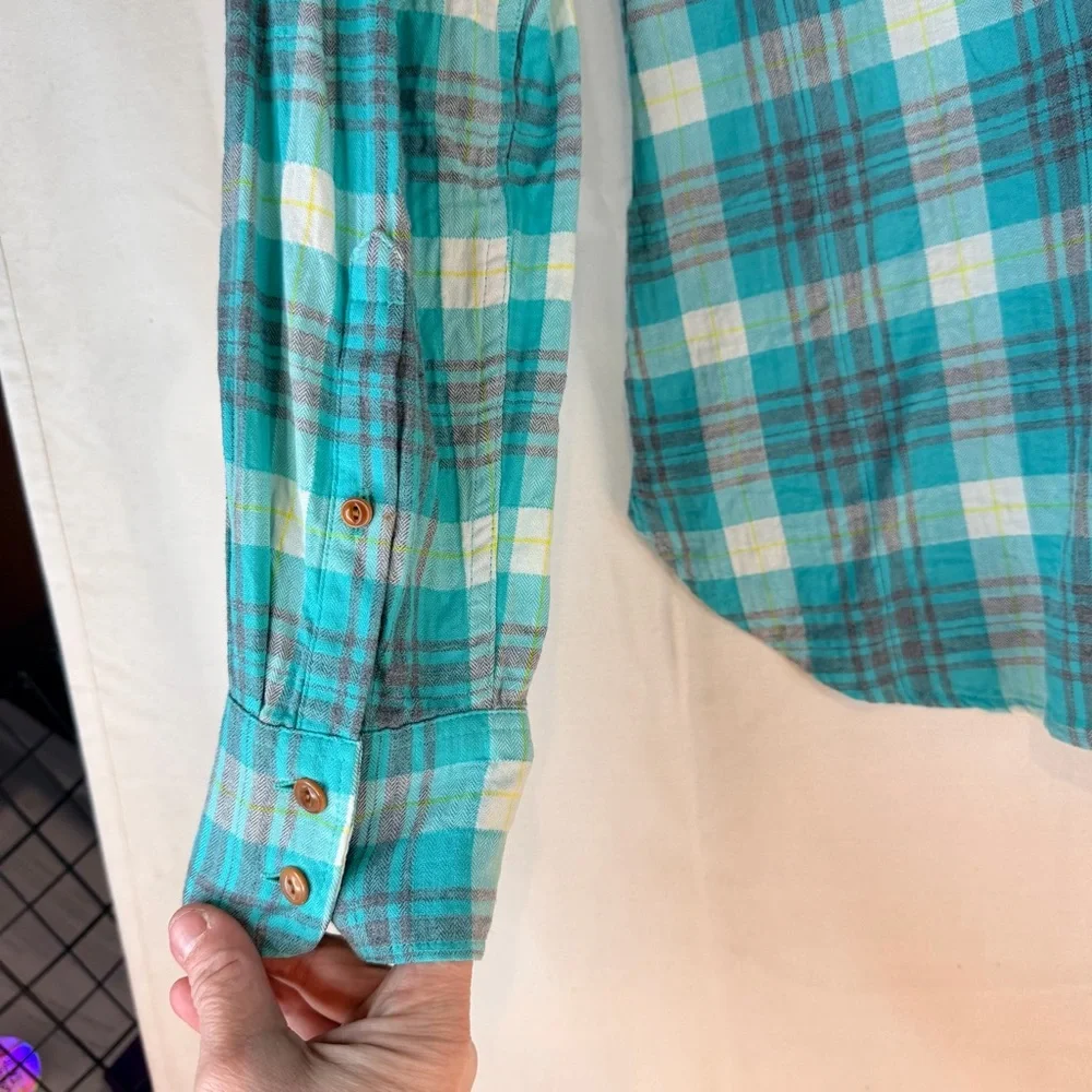 J CREW Women’s Size 8 Shirt Top Blouse Plaid Button Down Cotton Stretch